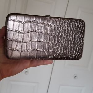 Silver alligator texture  purse